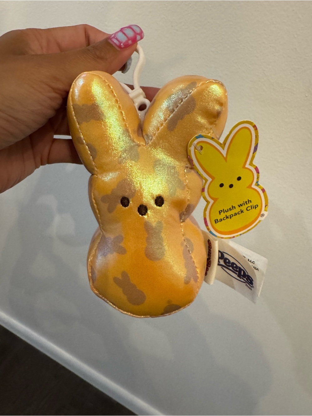 Peeps Yellow Iridescent Bunny Plush Key Clip